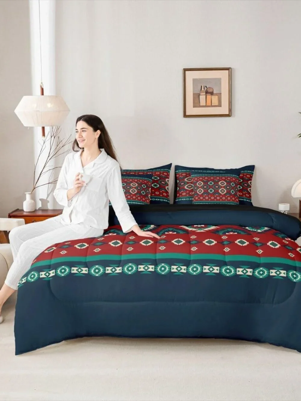 Southwestern Aztec Comforter Set with Sheets 7 Piece Queen Size Native American